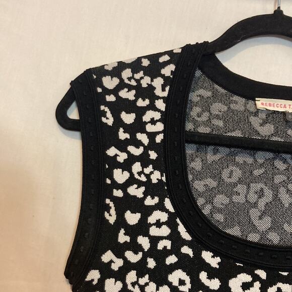 Rebecca Taylor Black & White Cheetah Leopard Print Sweater Dress Size S - Picture 6 of 12